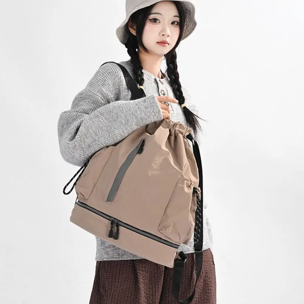 Large Capacity Drawstring Backpack Dry Wet Separation Shoe Compartment Basketball Bag Multi Compartment Lightweight Training Bag