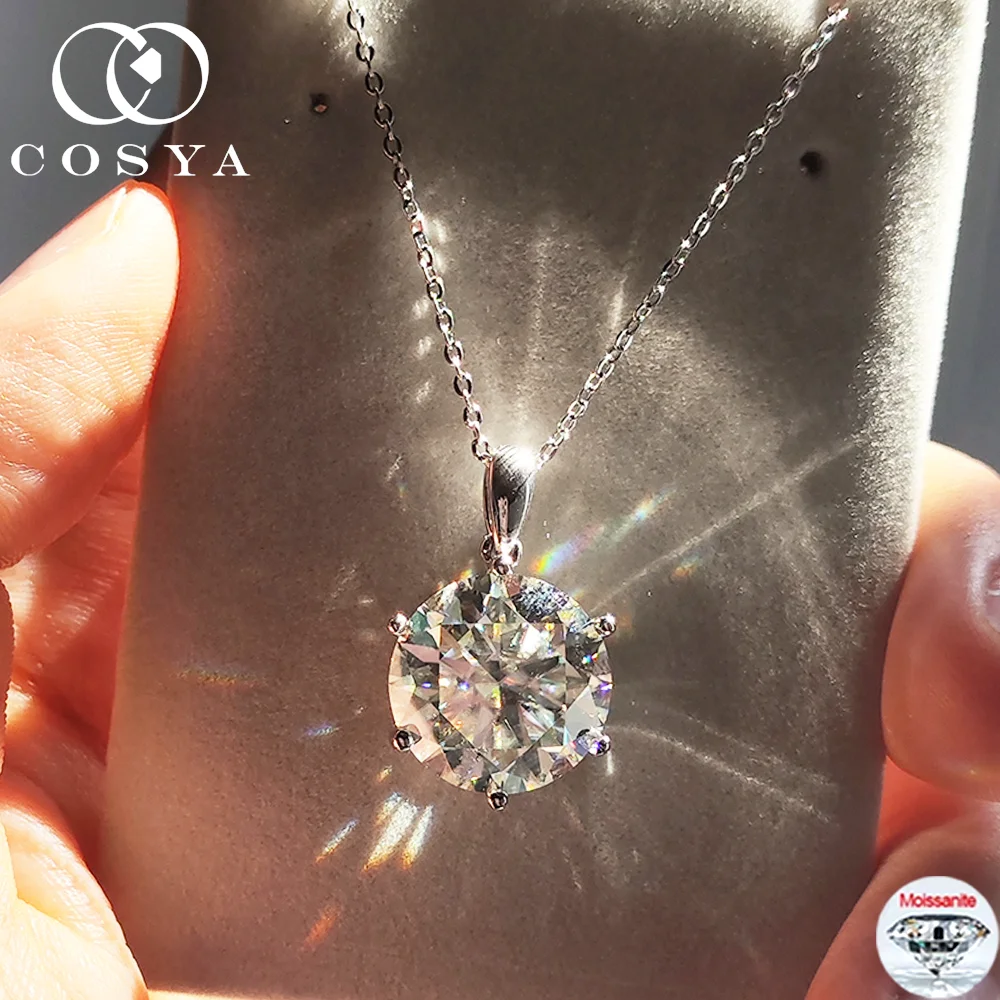 

0.5-10CT D Color Moissanite Pendant Necklace 925 Silver 18K Gold Plated VVS1 Pass Diamond Test For Women Fine Jewelry Gift