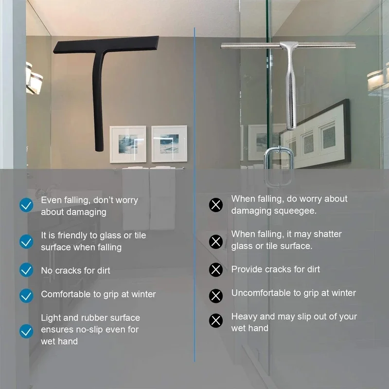 Matte Black Silicone Squeegee Streak Free Cleaning Shower Squeegee for Glass Bathroom Shower Doors Mirrors Tiles Car Windows - view 2