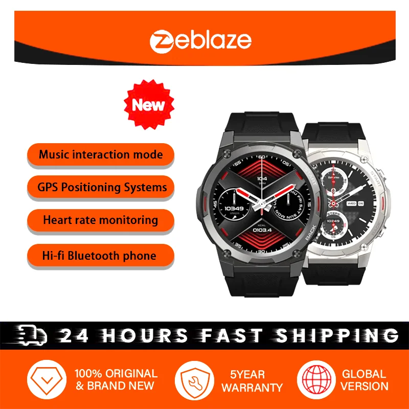 【5 year warranty】Zeblaze SmartWatch 1.43 Inch AMOLED Display Hi Fi Phone Calls Toughness Sports Smartwatch for Men