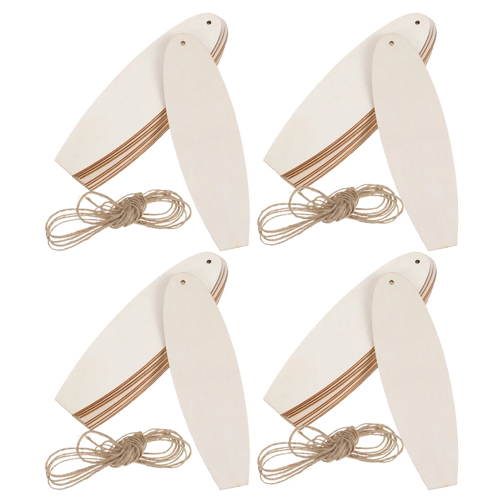 

40pcs Handmade Wood Chip Decoration Hawaii Wooden Puzzle Diy Surfboard Cutouts Beige Blank Child Wooden Surfboard Pieces