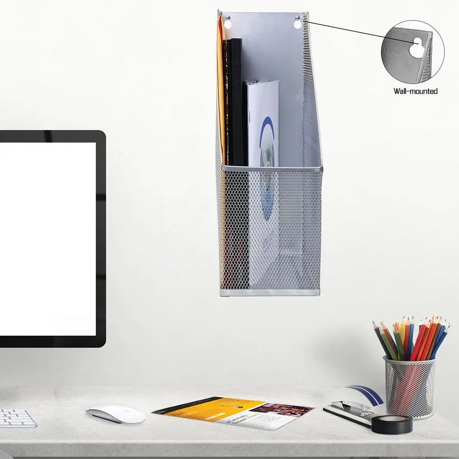 Steel Mesh Wall Magazine File Holder for Home amp Office Organization, Serves as a Magazine Rack, Desk Organizer, Letter and Mai