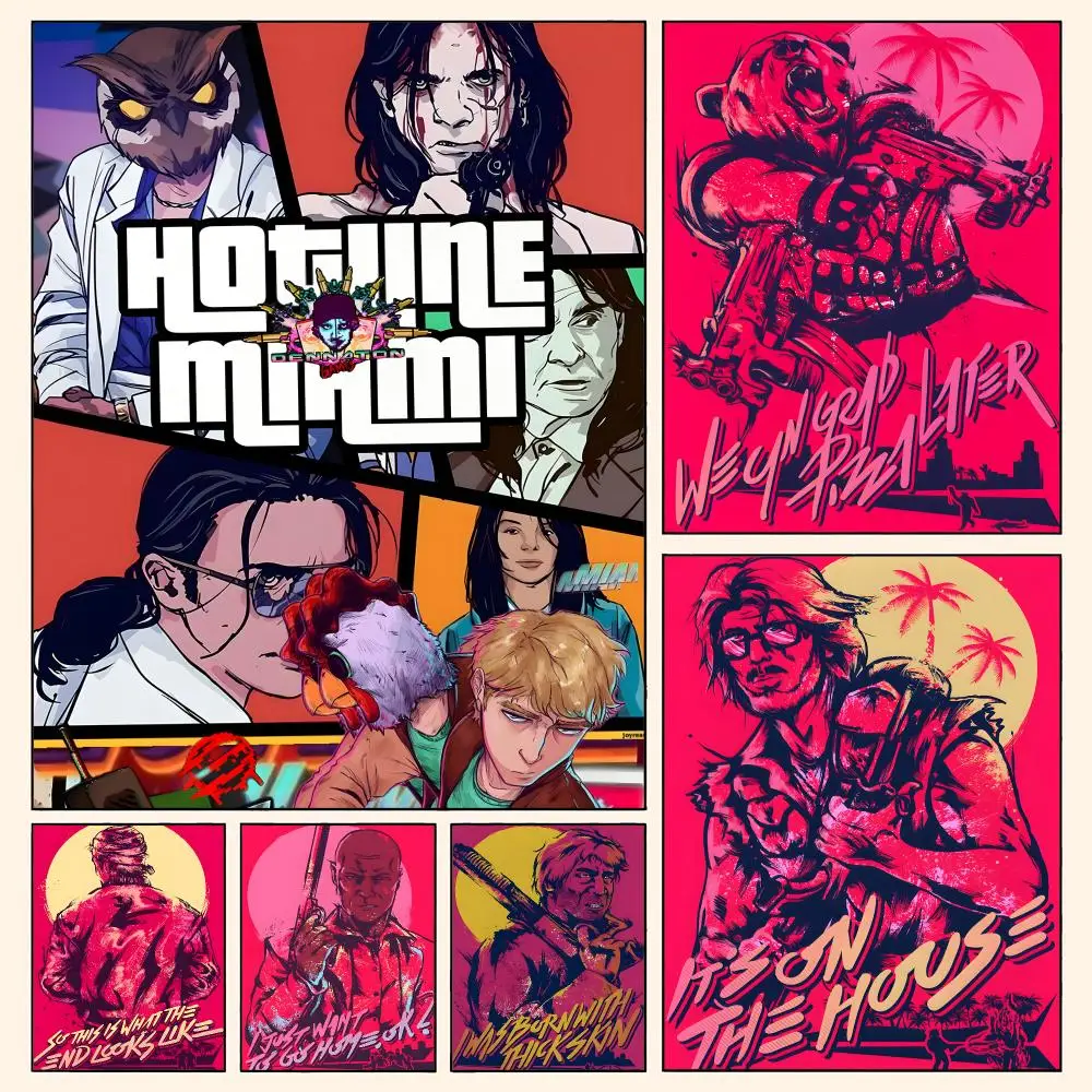 Game H-Hotline miami Poster Waterproof HD Modern Peel And Stick Wall Decor Living Room Dorm Garage