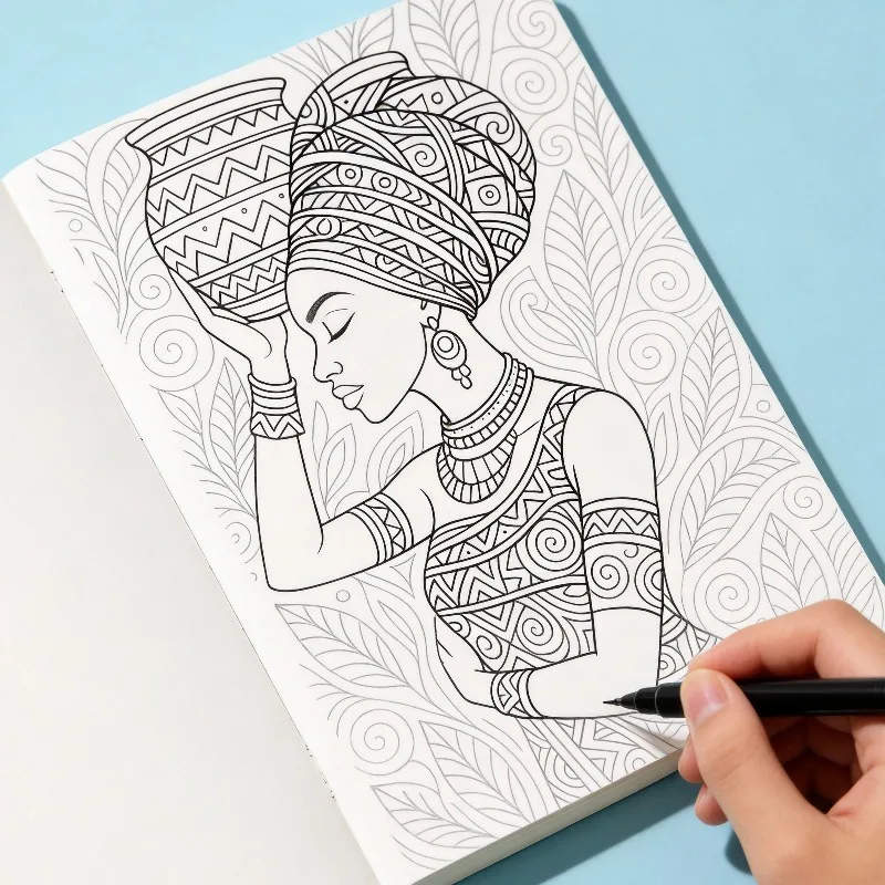A Hand Drawn Coloring Book To Relieve Anxiety and Calm Down,  Featuring Graffiti Themes of Girls/Cats/Succulents/Mandalas