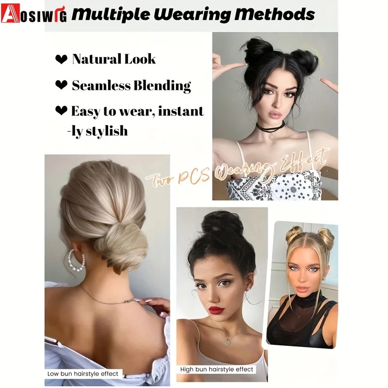 Aosiwig الاصطناعية فوضوي دونت كعكة الشعر أوبدو Chignon مع وصلة شعر مرنة للنساء إكسسوارات الشعر اليومية كسول