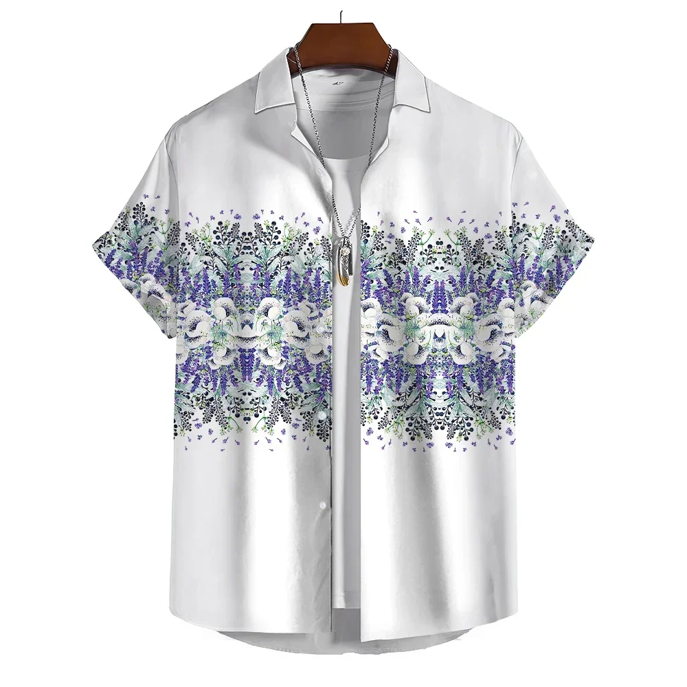 Men's Retro Short Button-Down Shirt Summer Casual Hawaiian Clothing Harajuku Clothing Retro Floral Shirt Plus Size Men's Shirt