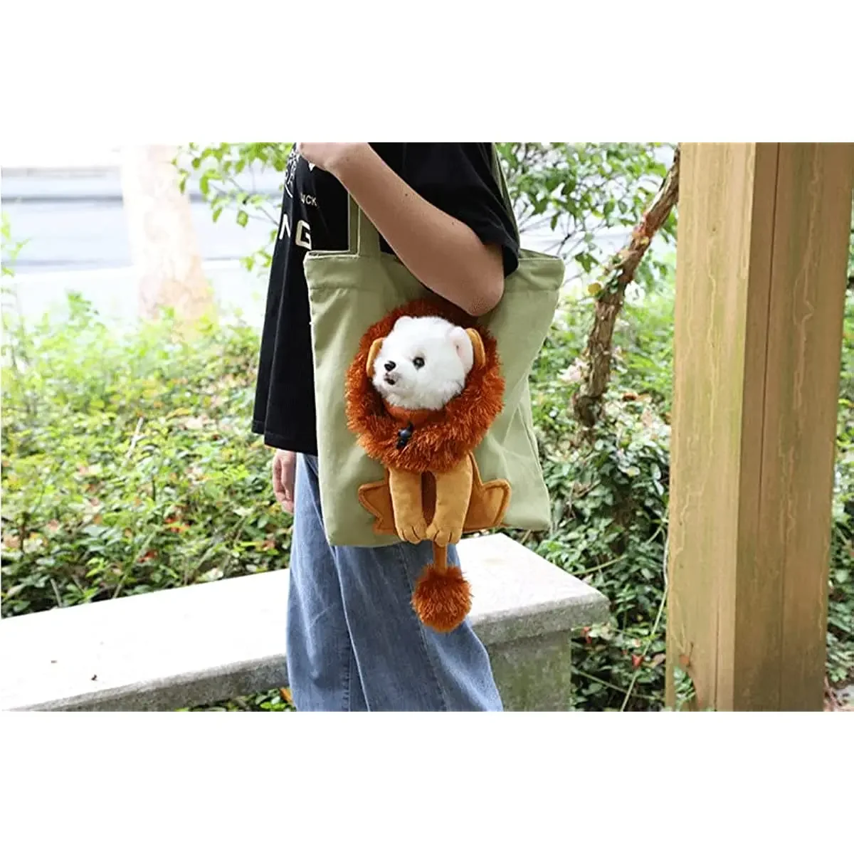 2024 New Cute Lion-Shaped Pet Canvas Shoulder Bag Cat Carrier, Portable Cats Small Tote Chest Bag, Carrier for Dogs and Supplies