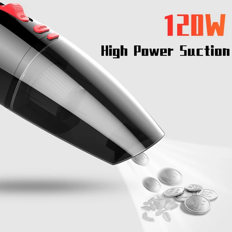 120W Portable Wireless Handheld Wet/Dry Car Vacuum Cleaner 6500Pa Super Suction For Car Home - Black Wired