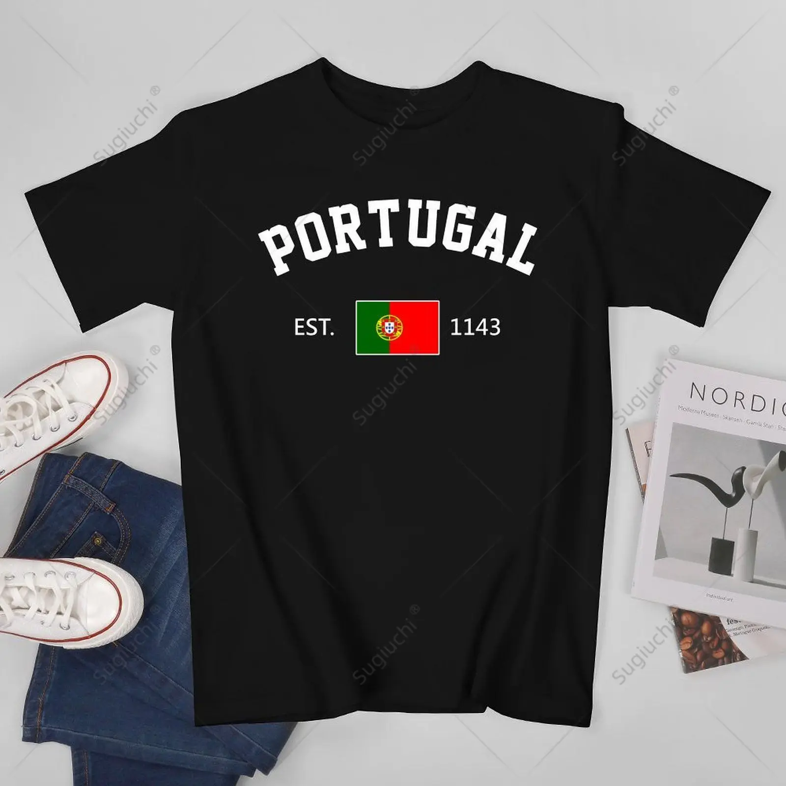 Unisex Men Portugal EST.1143 Independence Day Tshirt Tees T Shirts Women Boys 100% Cotton T-Shirt