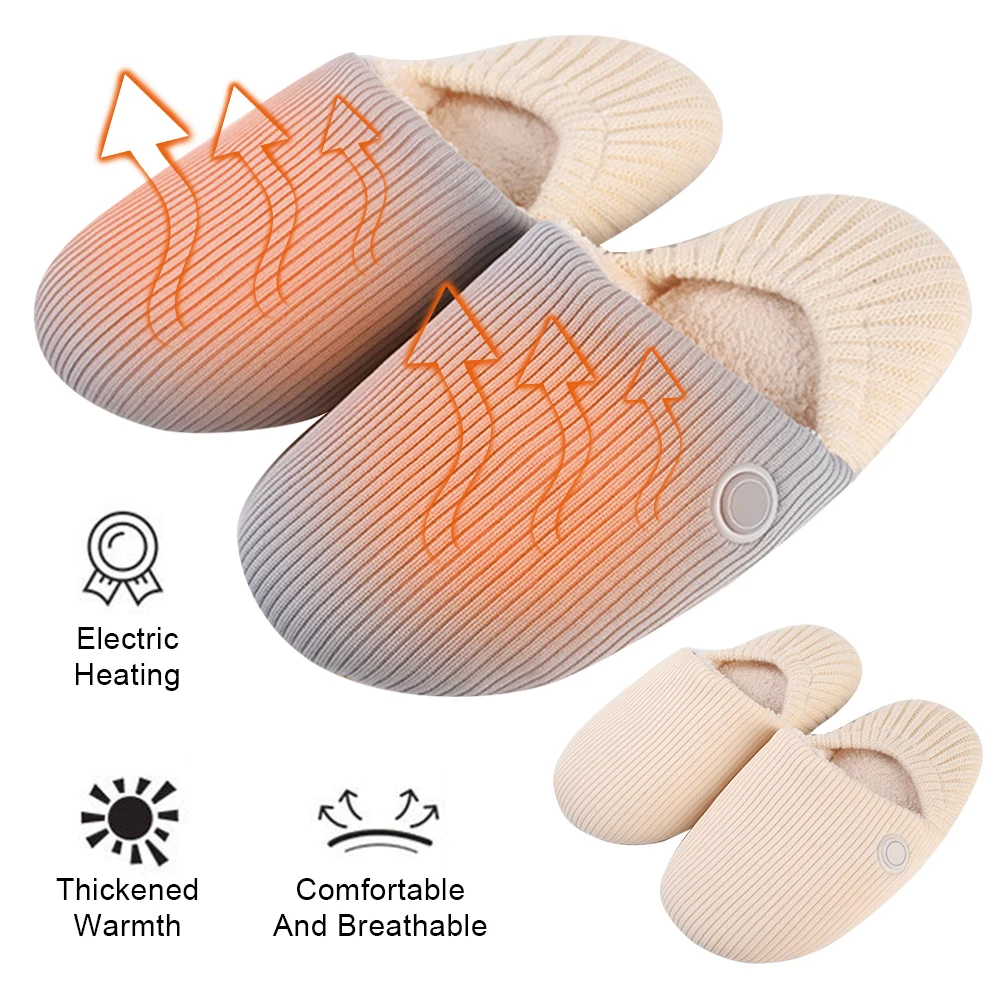 Unisex Electric Heating Shoes with 3 Heating Levels Warm Heated Slippers Rechargeable Foot Warmer Shoes for Cold Winter