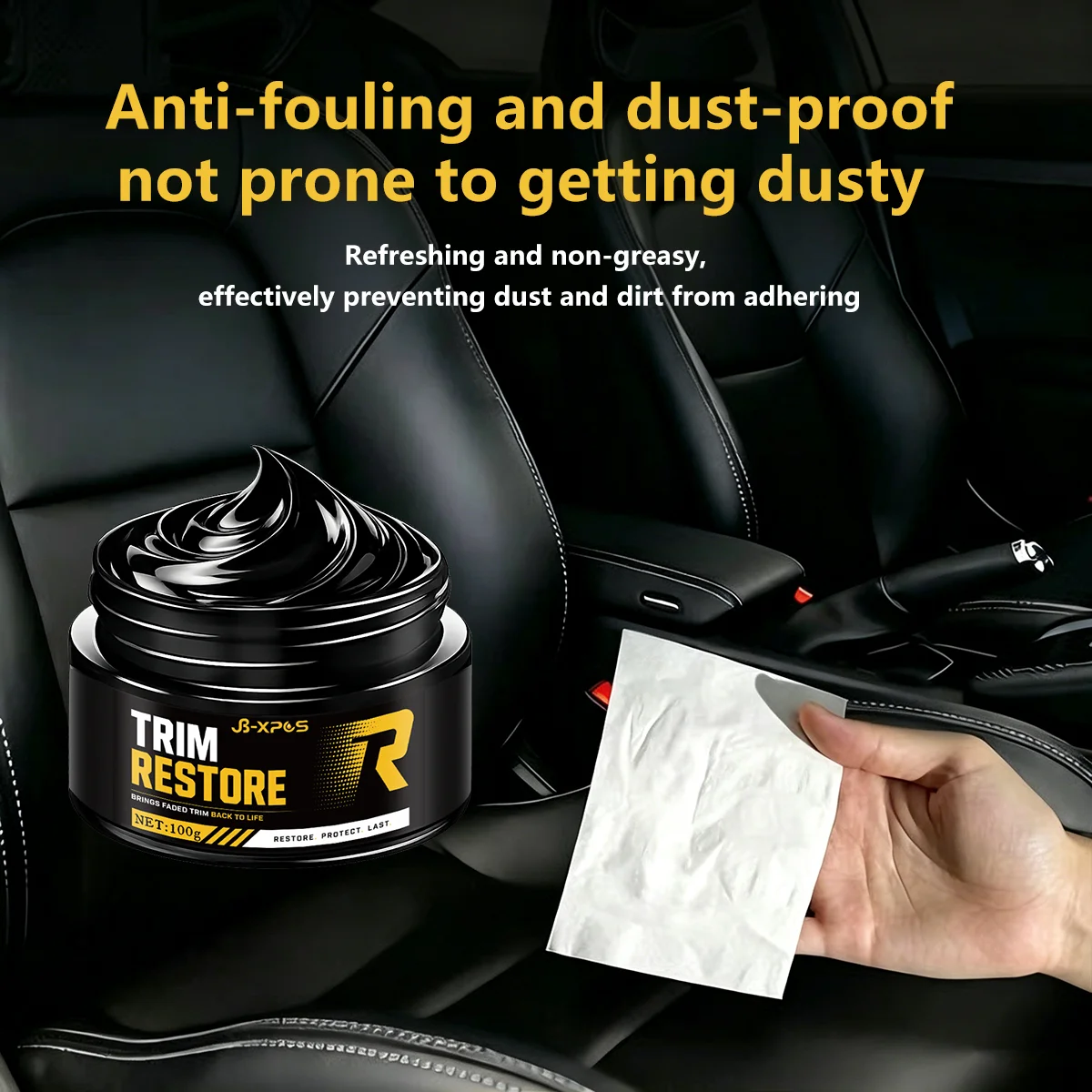 Car Plastic Trim Restorer Paste Faded Bumper Dashboard Deep Black Waterproof Anti-Fade Matte Gloss Coating Long-Lasting YT2024