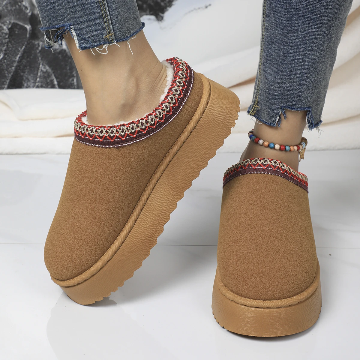 Jesień Zima Casual Comfortable Designer Trend Snow Boots Women Short Plush Warm Platform Flip Boots 2024 New Shoes for Women