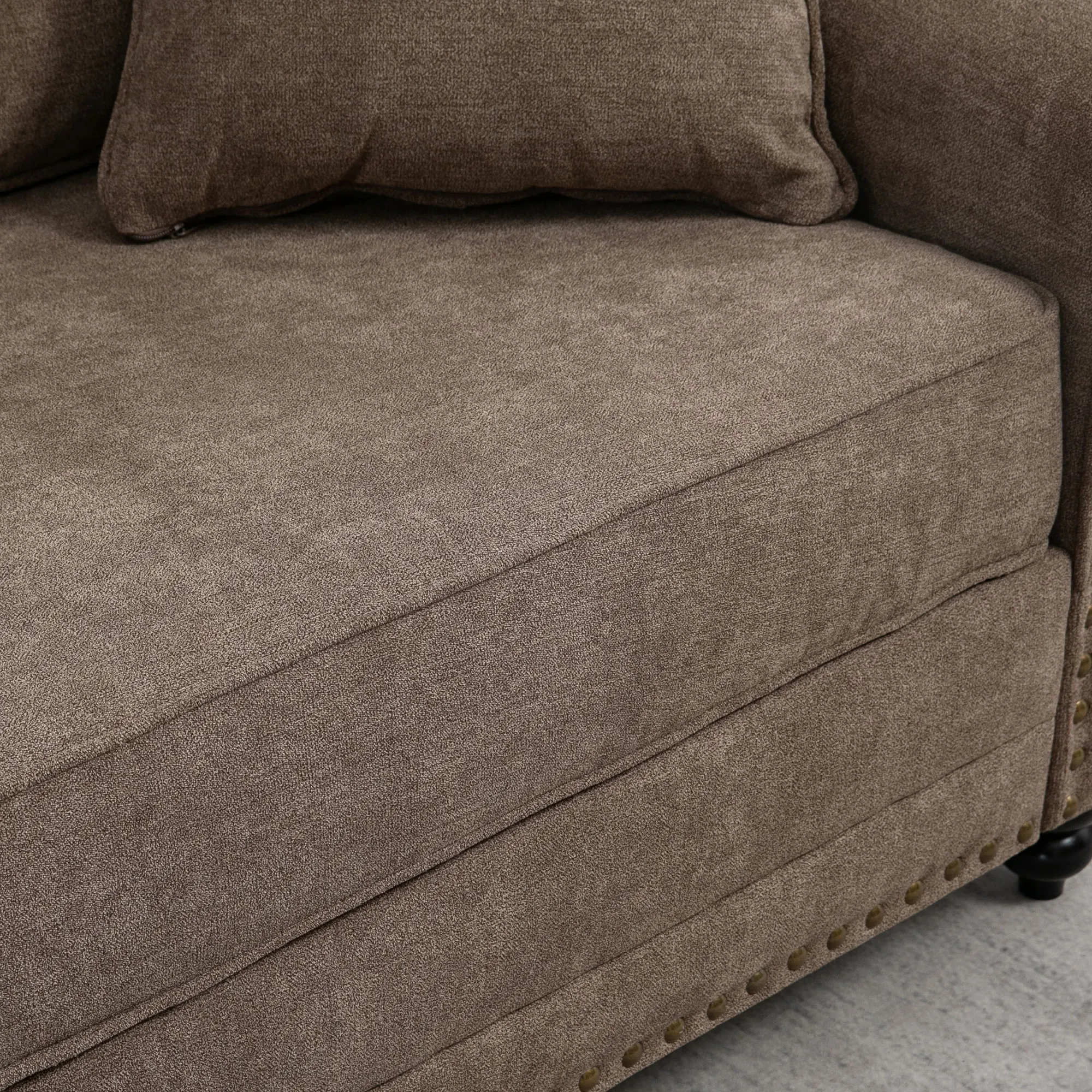 HOMCOM Fabric Sofa 3 Seater Sofa for Living Room w/ Throw Pillow