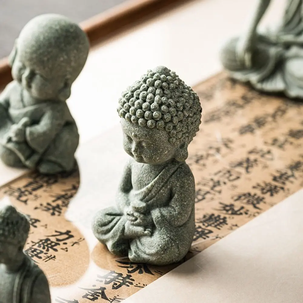 

Sandstone Aquarium Buddha Statues Mini Serviceable Dolls Buddha Statue Chinese Style DIY Little Monk Figurine Office Bookshelf