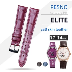 PESNO Genuine Leather Calf Skin Leather Watch Bands Leather Strap Bracelet Compatible for Zenith Elite 03.2290/03.3100