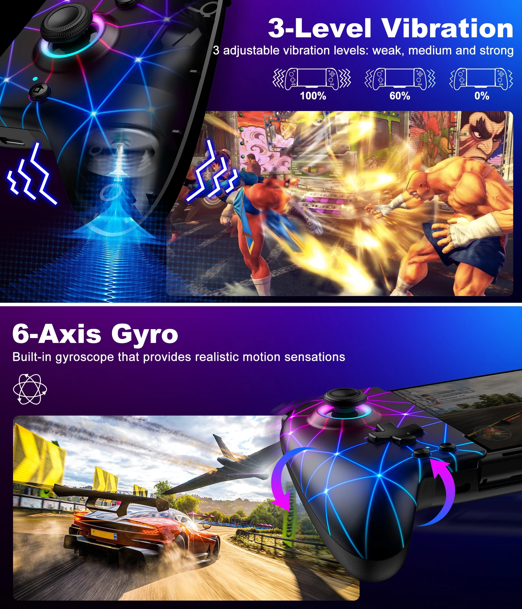 For Nintendo Switch/OLED Controller Hall Effect Wireless Switch Controller One-Piece Switch Joypad with 1000mAh Battery