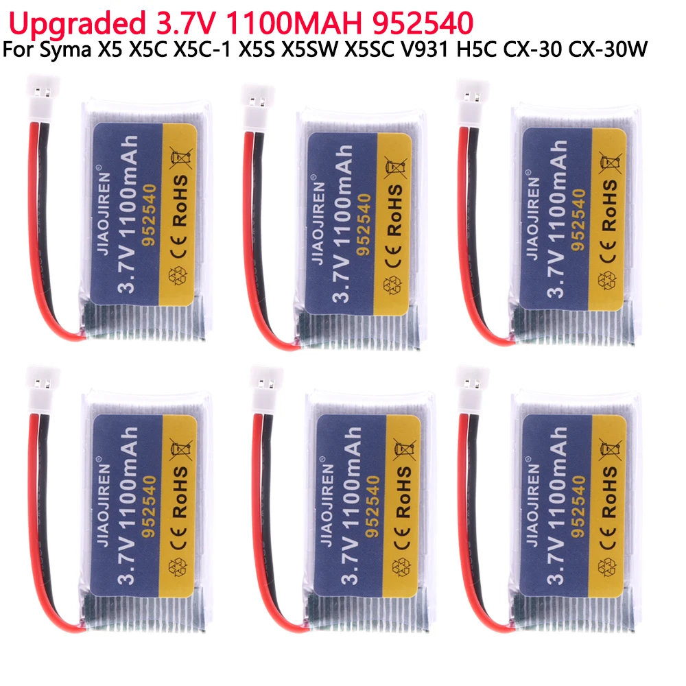 Upgraded 3.7V 1100mAh Lipo Battery 952540 For Syma X5 X5C X5C-1 X5S X5SW X5SC V931 H5C CX-30 CX-30W RC Quadcopter toys Parts