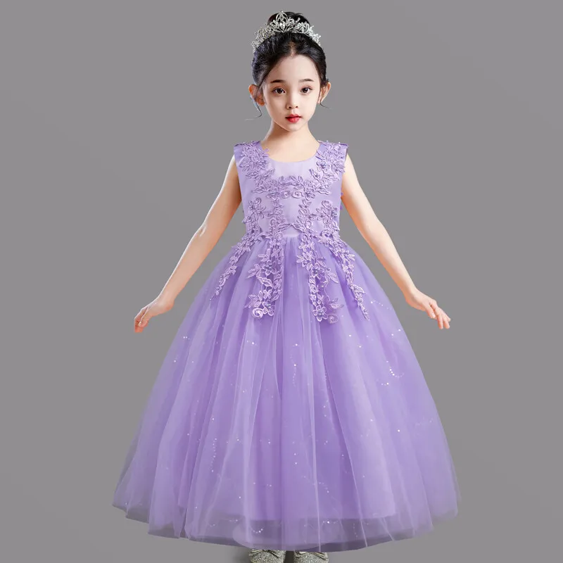 

Yourqipao Summer Elegant Fashon Girls Wedding Dress Long Puff Mesh Princess Evening Prom Dresses Performance Suit for Girls