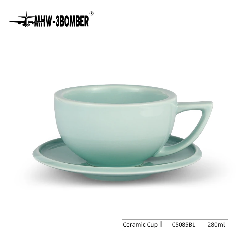 MHW-3BOMBER 280ml Tee- und Espressotassen mit Untertassen und Kaffeelöffeln Set Keramik Cappuccino Latte Art Becher Barista-Zubehör für Zuhause 5