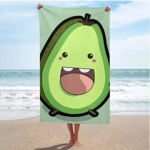 Cartoon Fruit Beach Towel, Large Size, Quick Dry, Soft, For Summer Holiday, Swim, Yoga, Beach Trip