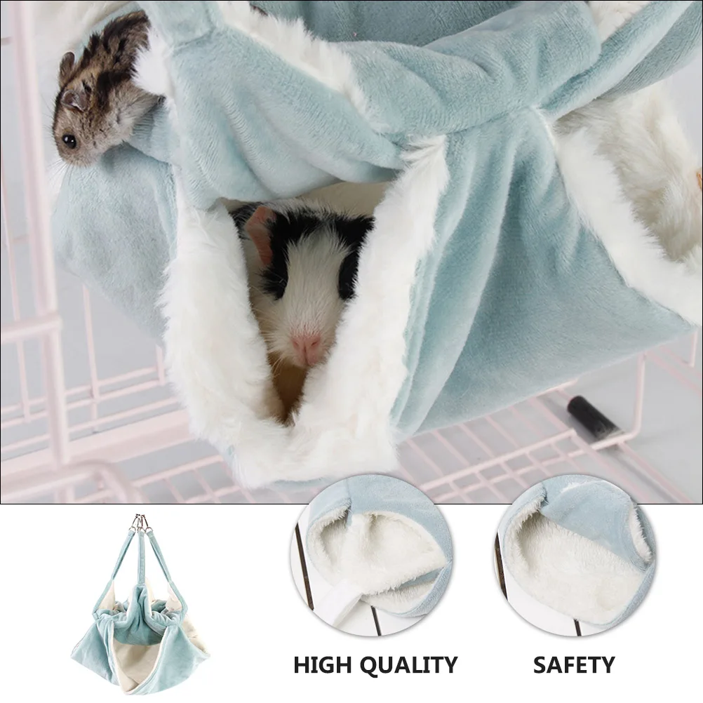 

Round Multi-layer Hanging Nest Sleeping Hammock Blue Flannel Hamster Bed Travel Warm House Small Animal Home Soft