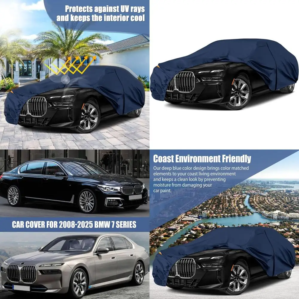 

Универсальный всепогодный чехол для автомобиля повышенной прочности, 10-слойный, с хлопковым подкладом, дверью на молнии, ветрозащитными ремнями для BMW 7 серии (2008-2026)