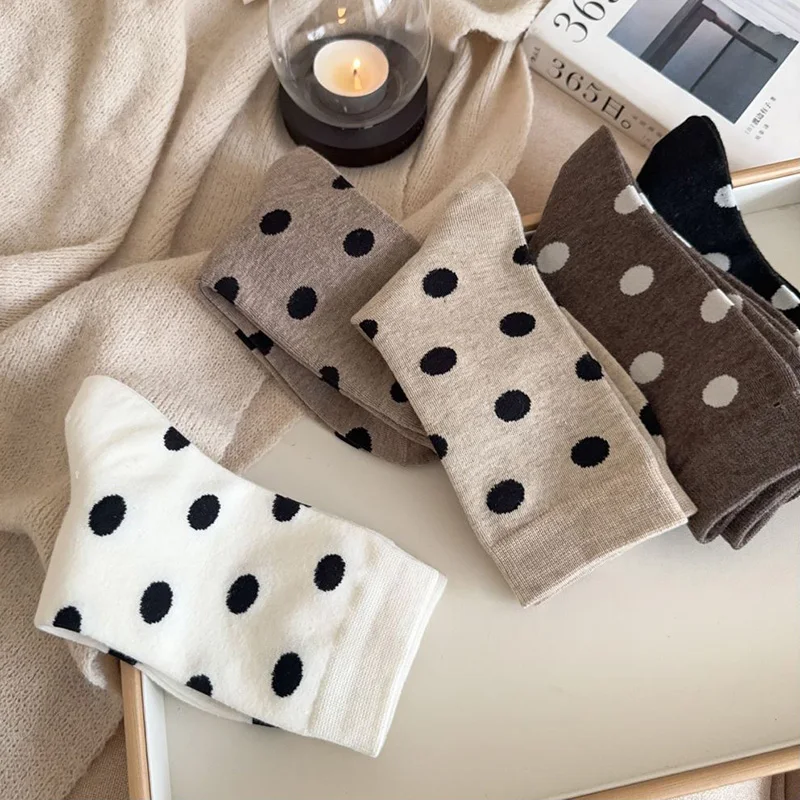 Cute Socks Women Kawaii Winter Socken Dots Printed Japanese Style College Long Crew Socks Free Shiping Harajuku Calcetines Mujer