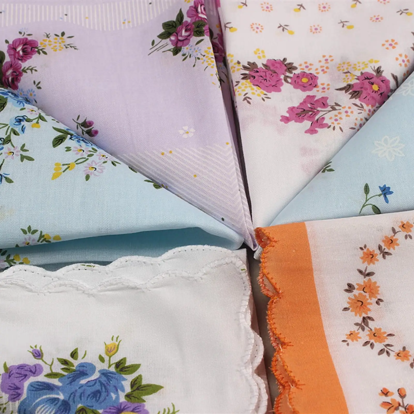 Fazzoletto Quadrato in Cotone Floreale Ricamato per Signore, Ideale per Matrimoni, Lauree e Tea Party