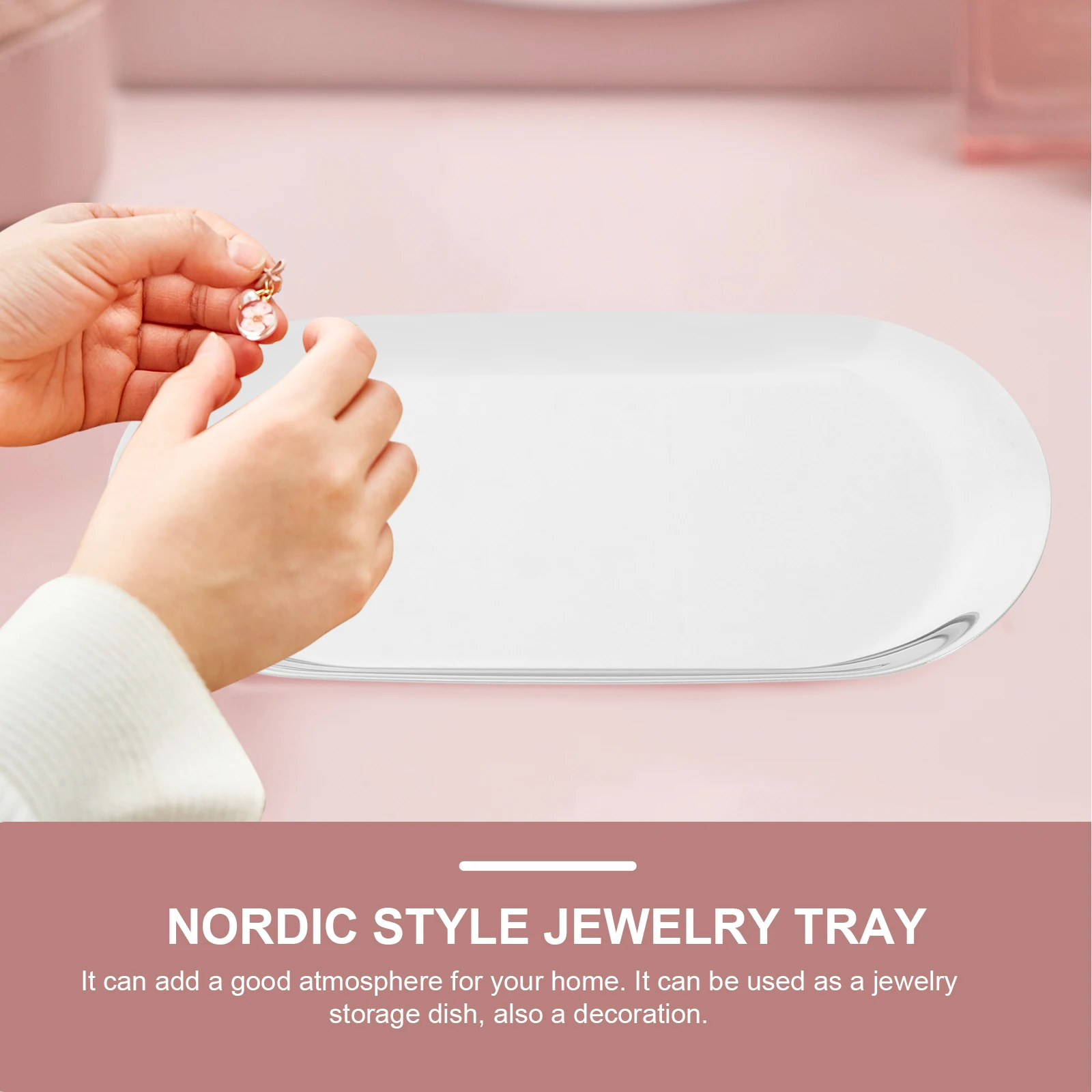 

2 Pcs Stainless Steel Tray for Jewelry Storage Display Smooth Edges Premium Quality Multifunctional Dresser Adornment Plates