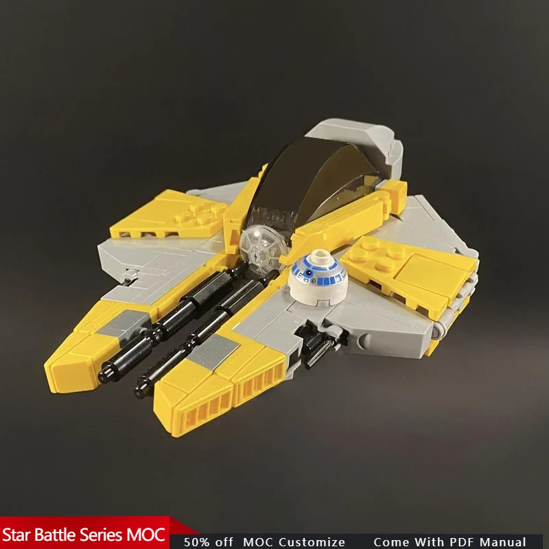 

199 PCS Star Scuffle Yellow Interceptorc MOC Customize Modular Building Block Creative Design Model DIY Boy Holiday Toy Gifts