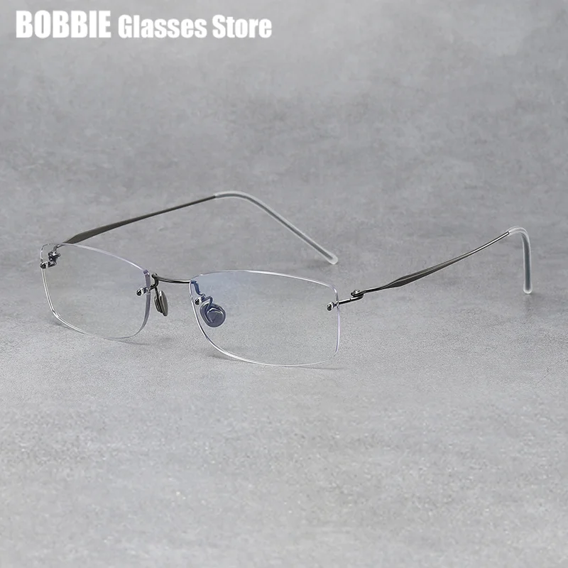 Titanium Ultralight Rimless Glasses Frame Men Women Eyeglasses Prescription Myopia Spectacles Anti Blue Lens Denmark Brand Desig