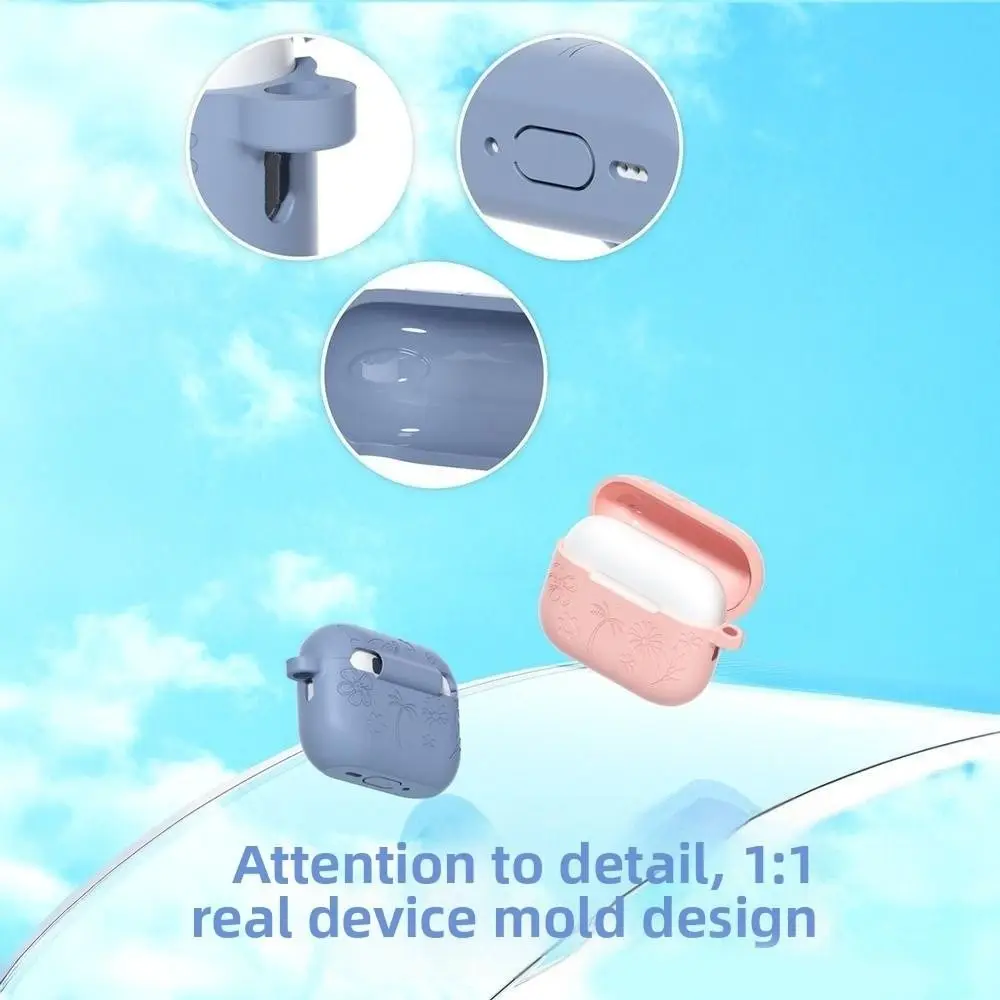 

Flowers Engraved Earphone Case Full Cover Soft Silicone Earphone Protective Cover Shockproof Anti-scratch for Airpods Pro 3