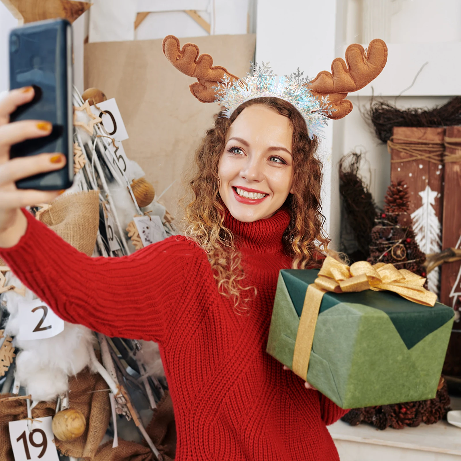 

2 Pcs Decor Christmas Party Headbands for Women Elegant Snowflake Hair Accessories Glitter White Holiday Headwear