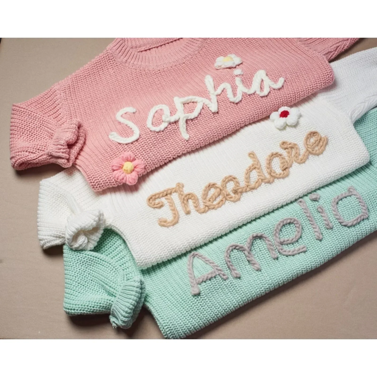 Personalized Baby Girl\'s Sweater with Hand-Fancy Personalized Embroidered Sweater Gift With Name,Customized Kid Jumper