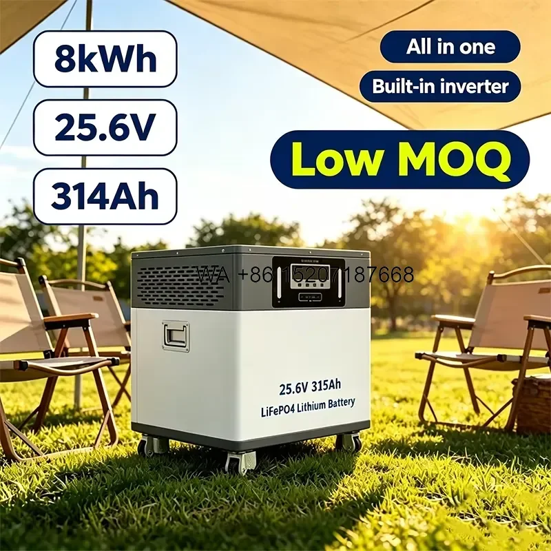 Wmwmnu for All in One 25.6V 314Ah 8KW Plug Play 3500W Generator LiFePO4 Solar Power Station Lithium Ion Mobile Outdoor Home