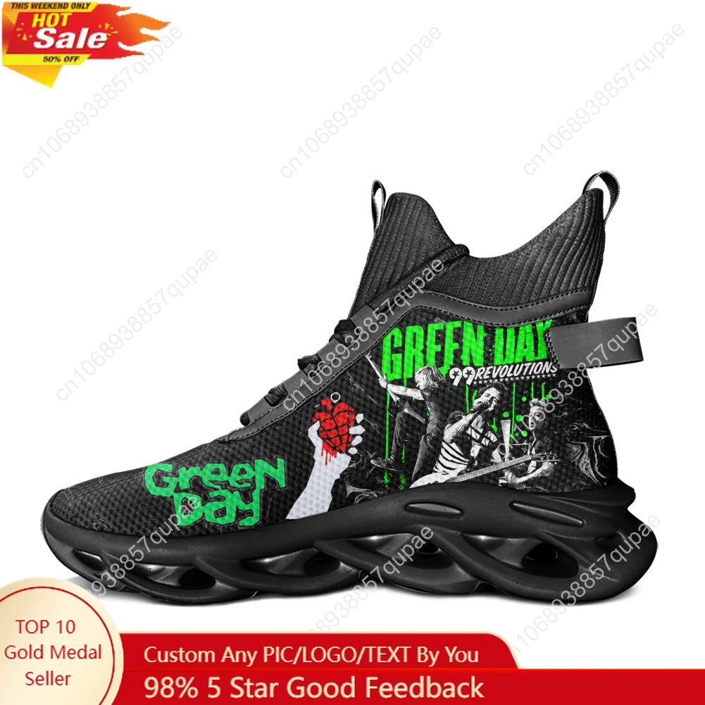 

Green Day Pop Rock Band High Top Flats Sneakers Mens Womens Sports Hiking Travel Shoes Running Shoes Custom Shoes