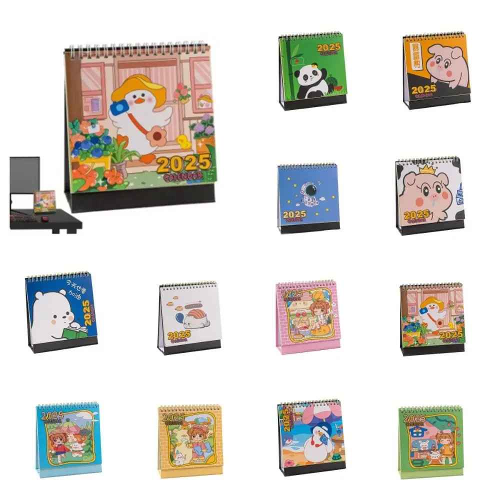 

Cute Planning Cartoon 2025 Calendar To Do List Agenda Mini Desk Calendar Time Date Korean style Standing Flip Calendar Student