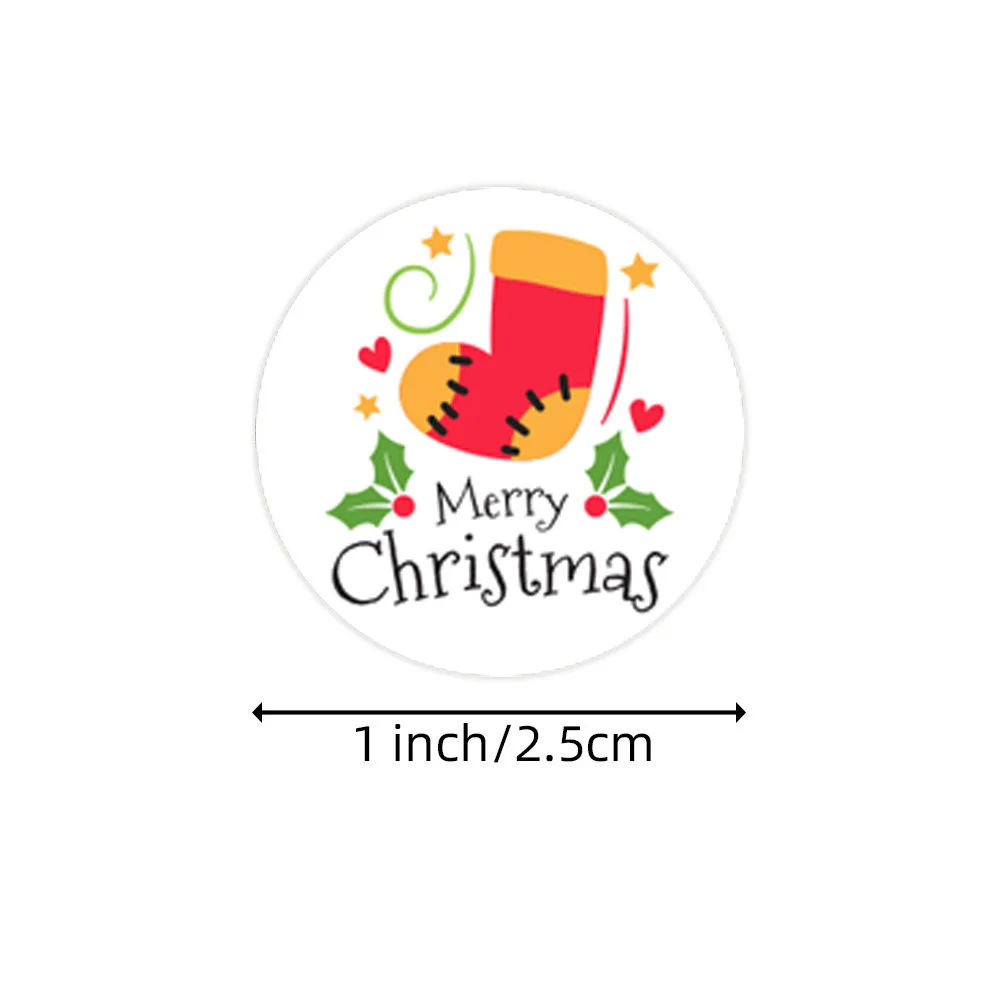 100-500pcs 1inch Cute Merry Christmas Sticker Label for Festival Party Deco Envelope Sealing Label Decoration Supply 4-pattern