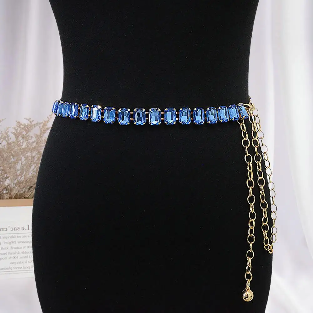 Wear-resistant  Trendy Ladies Faux Crystal Belly Chain Pure Color Waist Chain Sexy   for Daily Wear