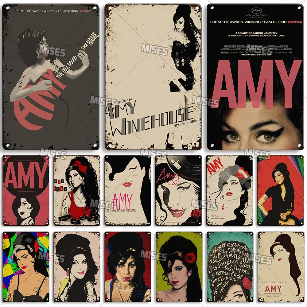 MISES Amy Winehouse Metal Tin Sign Classic Metal Plate Singer Metal Sign Home Bar Wall Decor Sign Kitchen Club Metal Plaque