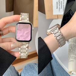 Bling Diamond Strap For Apple Watch 10 Band 46mm 40mm 45mm 44mm 41mm 42mm Metal Belt For IWatch Series 9 8 7 SE 6 Women Bracelet