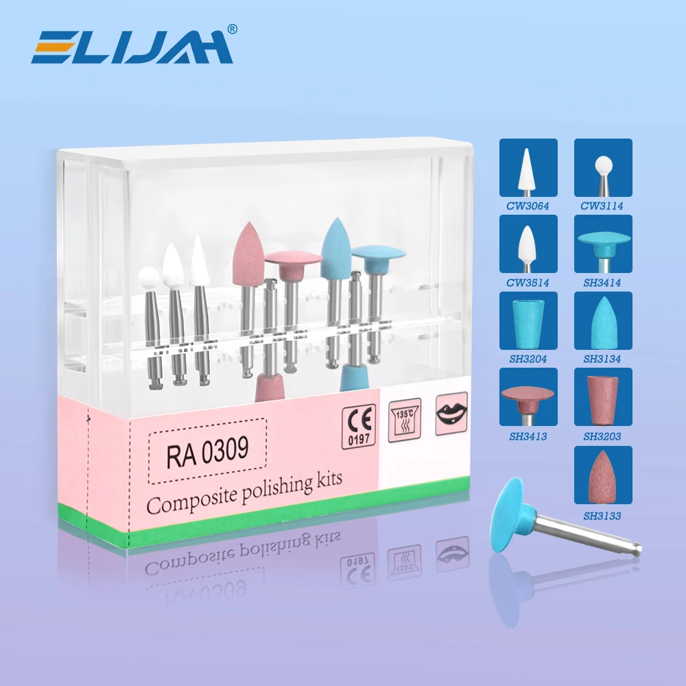 

ELIJAH RA0309 9Pcs/Box Dental Composite Polishing Kit For Low Speed Handpiece Contra Angle Resin Sanding Polishing Set Dentistry
