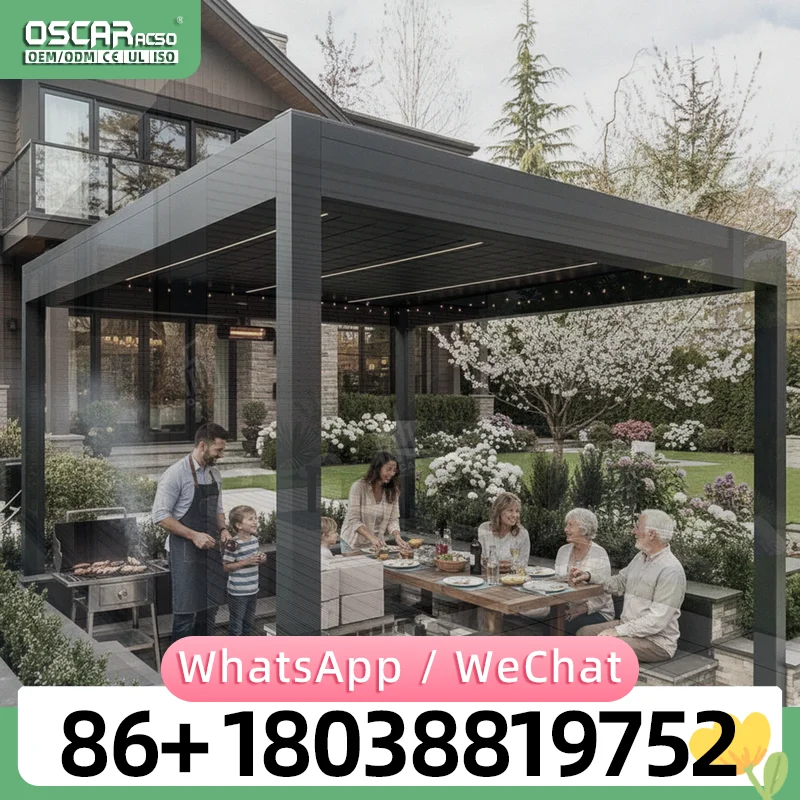 Basic Garden Backyard Room With Manual Roof Opening Closing Blinds Aluminum Pergola for High Winds Outdoor Patio Terrace pergola