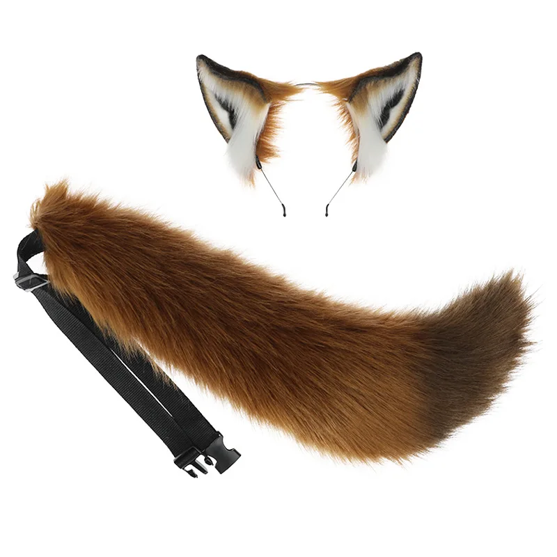 Coiffure oreilles de renard Nick pour femmes, longue queue de renard moelleuse, jeu de rôle en fourrure réglable, Costume de Cosplay de spectacle animé mignon