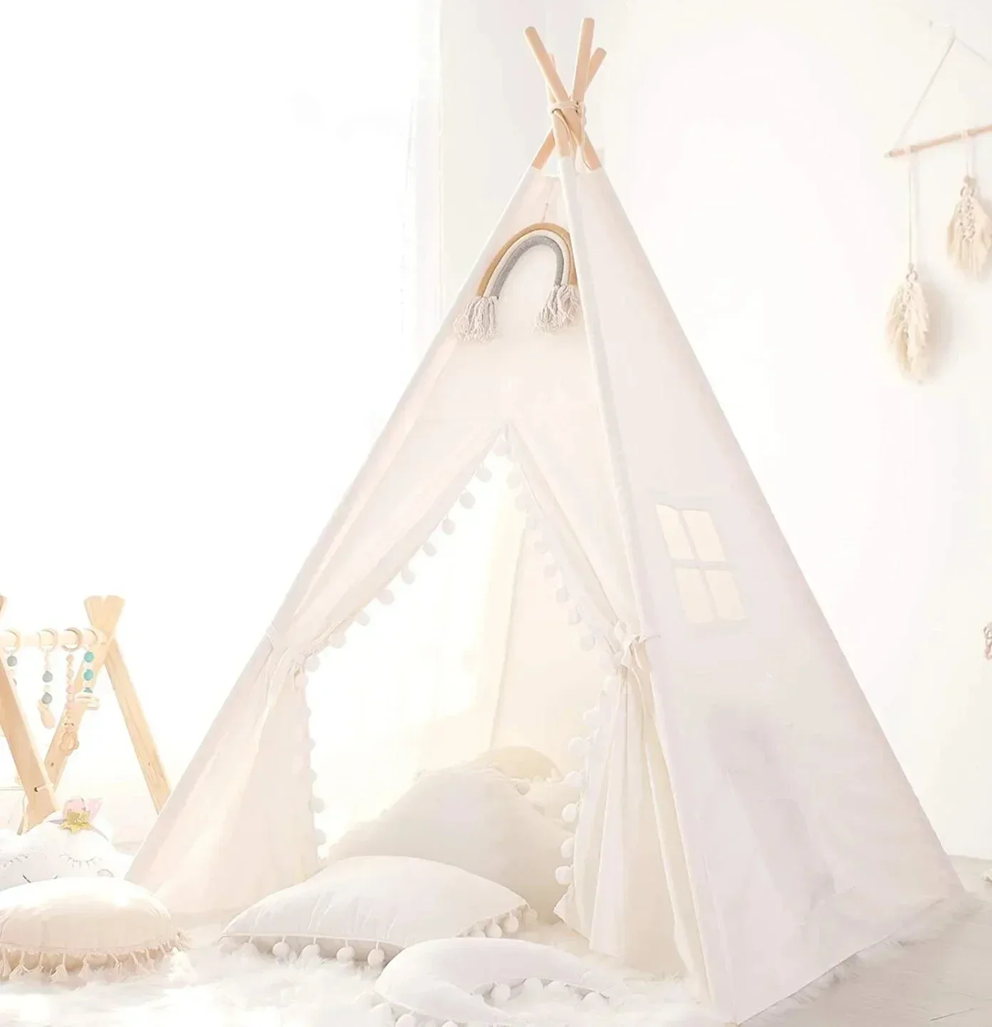 1.6M Kindertent Speelhuis Wigwam Voor Kinderen Draagbaar Kind Tipi Tenten Teepee Peuter Ballenbak Meisje Kasteel Speelkamer Tipi