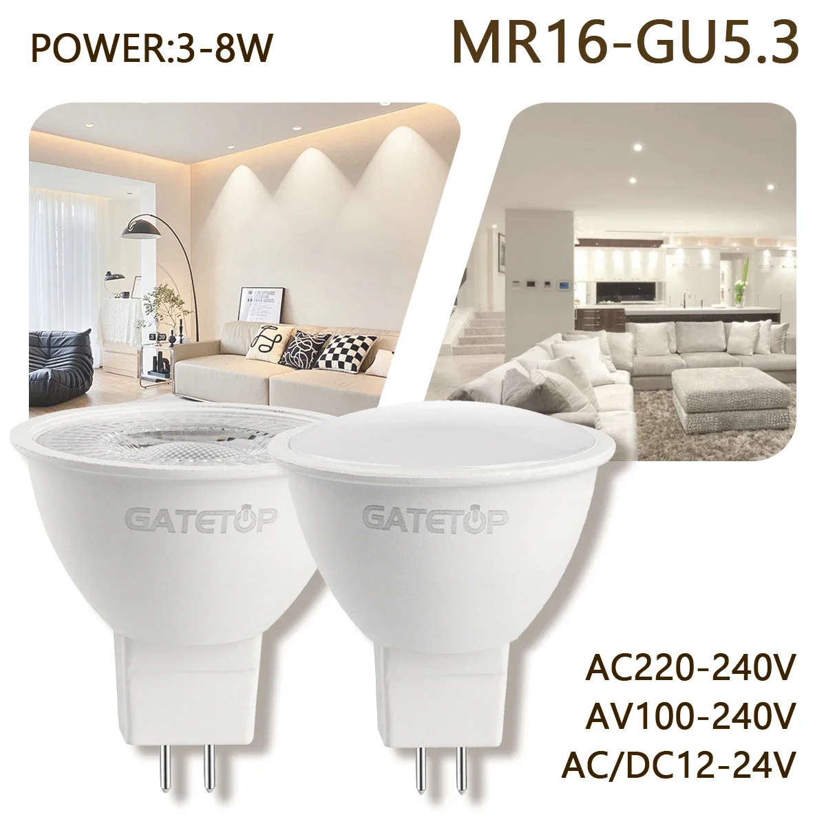 

30PCS High Luminous LED Spotlight Mr16 GU5.3 AC220V 110V DC12V Efficiency No Flicker Warm Light Can Replace 20W 50W Halogen Lamp