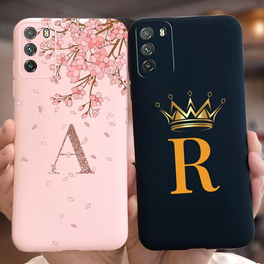 For Xiaomi Poco M3 Case Luxury Crown Letters Cover Shockproof Phone Case For Xiaomi PocoM3 Poco M3 Back Cover 6.53'' Soft Bumper