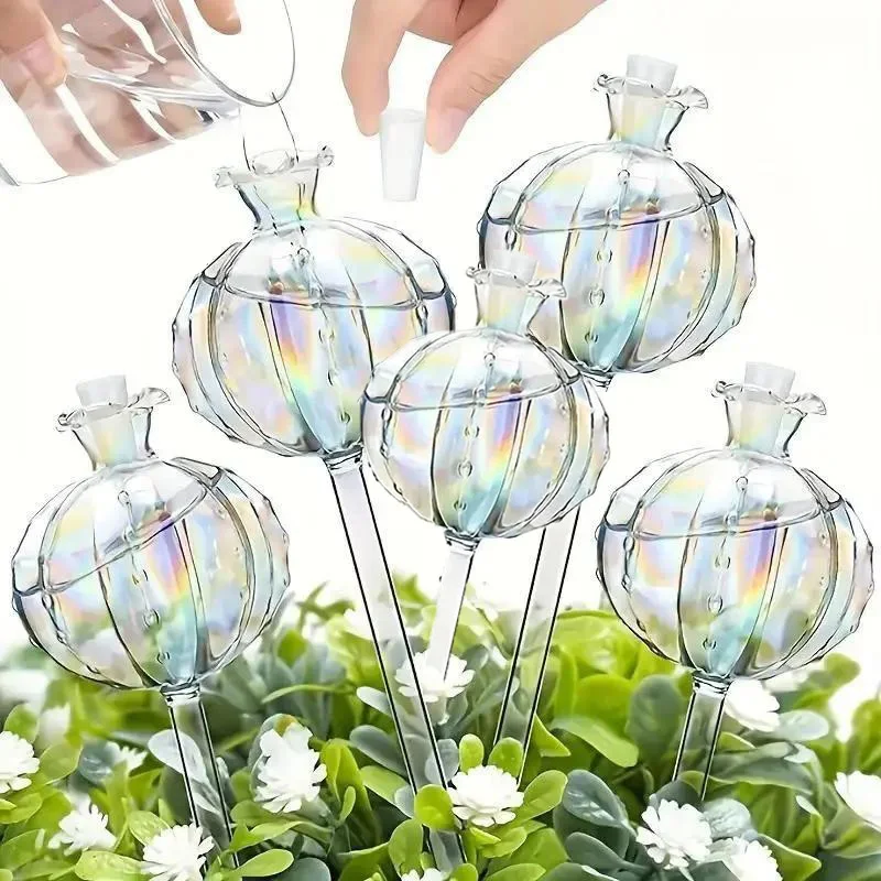 5 Stück/Set Automatische Kunststoff-Pflanzenbewässerungskugeln Blumenförmiger Tropfer Leichtes Tropfbewässerungsgerät für Zimmerpflanzen