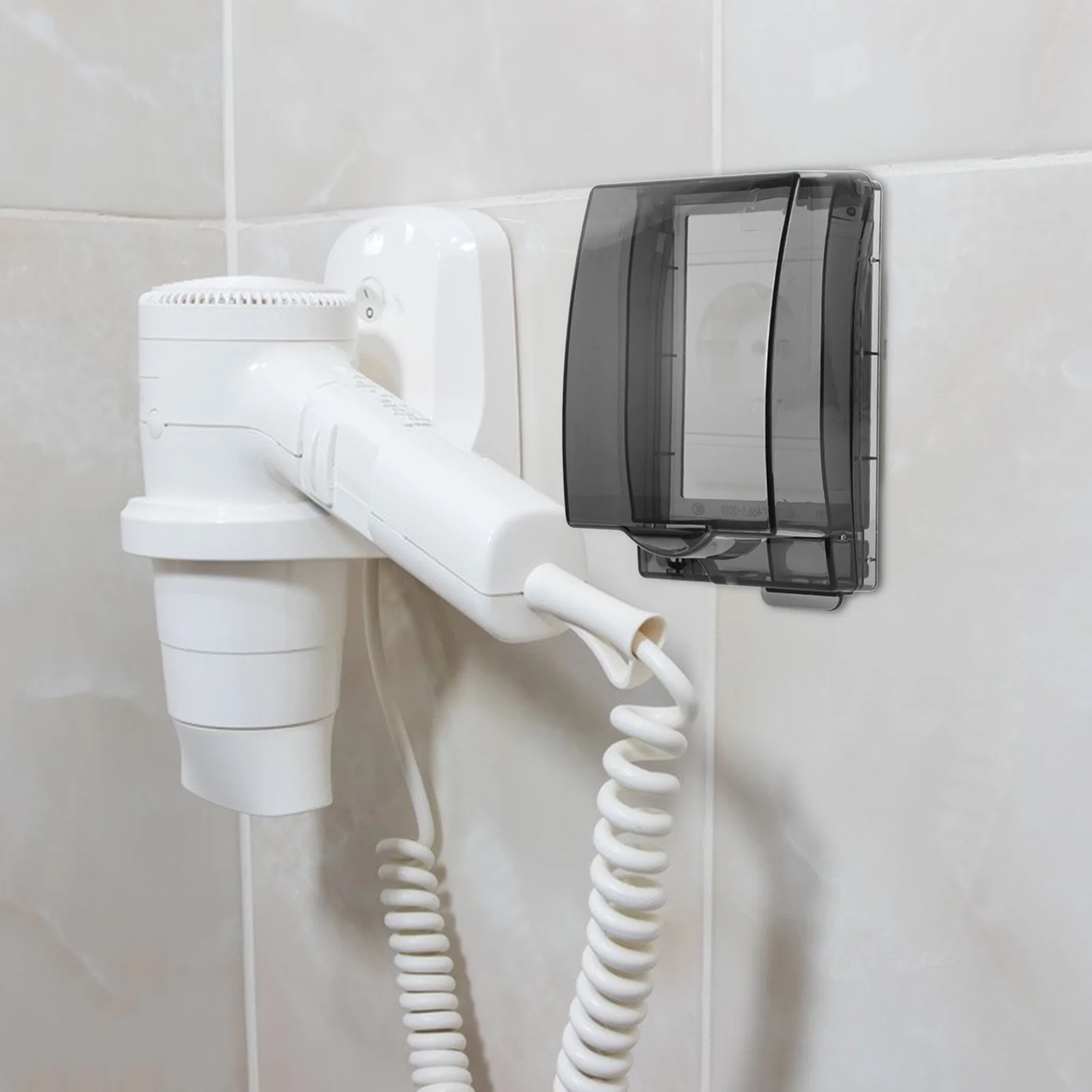 Bathroom Socket Cover Receptacle Protector PP Material Easy Install Adhesive Splashproof Design Outlet Cover Plug Protector