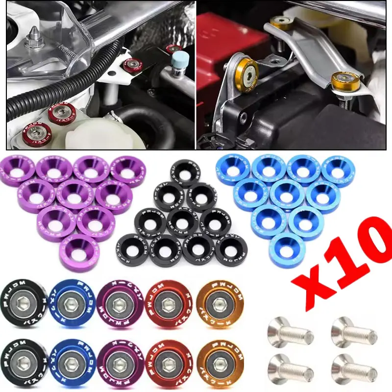 10 Pieces Universal Car Conversion Hex Fasteners High Quality Universal License Plate Bolts Frame Screws Car Styling Trim Parts